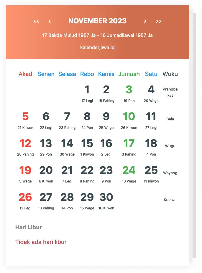 Gambar Kalender Jawa November 2023