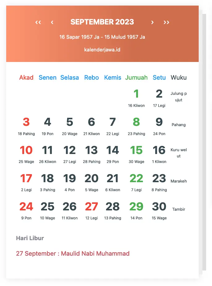 Gambar Kalender Jawa September 2023